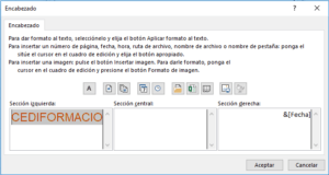uadro personalizar encabezado en Excel con secciones empresa y fecha