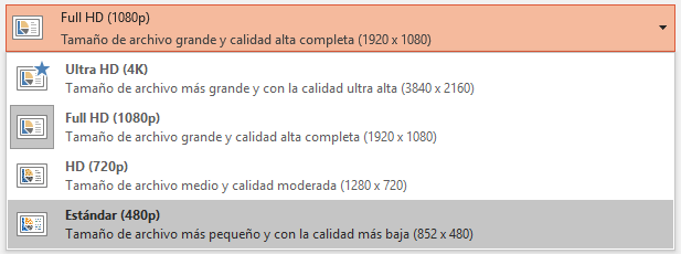 calidades vídeo