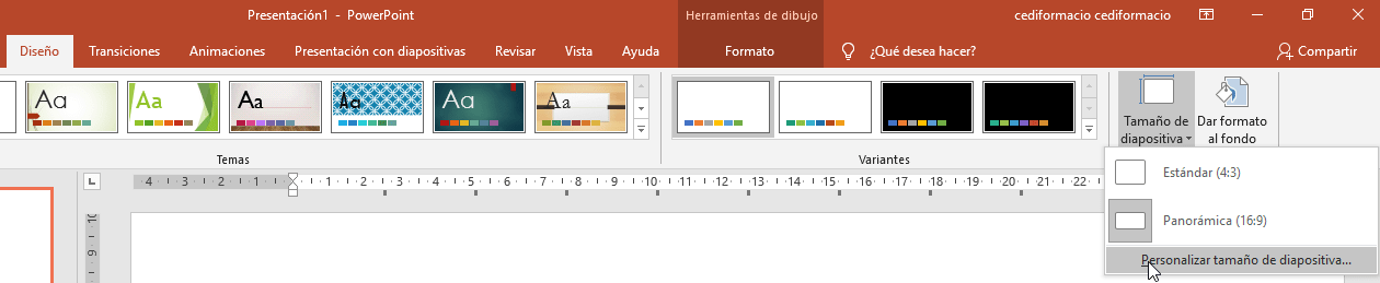 personalizacion tamaño diapositiva